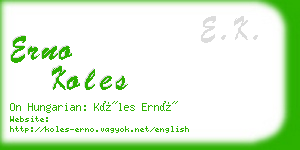 erno koles business card